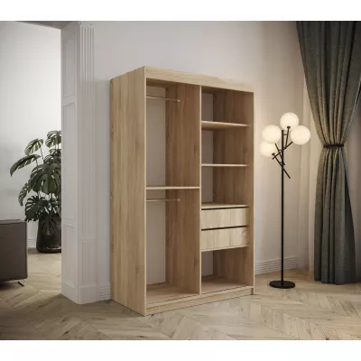 Kleiderschrank mit Schiebetüren 120 cm TALIA – Eiche artisan / türkis