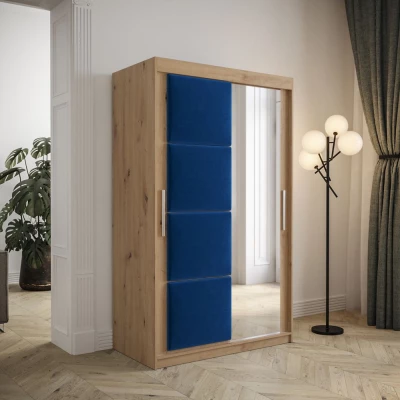 Kleiderschrank mit Schiebetüren 120 cm TALIA – Eiche artisan / blau