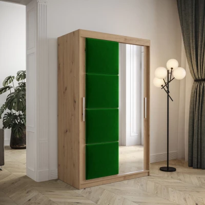 Kleiderschrank mit Schiebetüren 120 cm TALIA – Eiche artisan / grün