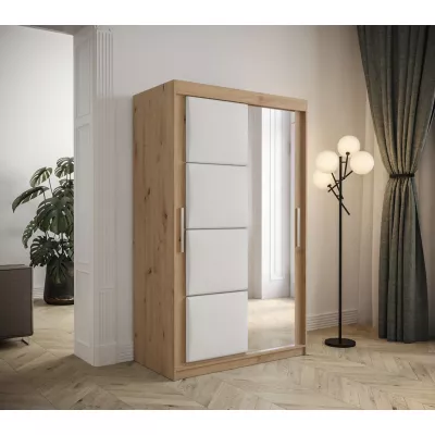 Kleiderschrank mit Schiebetüren 120 cm TALIA – Eiche artisan / weiß