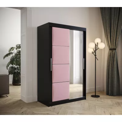 Kleiderschrank mit Schiebetüren 120 cm TALIA – schwarz / rosa