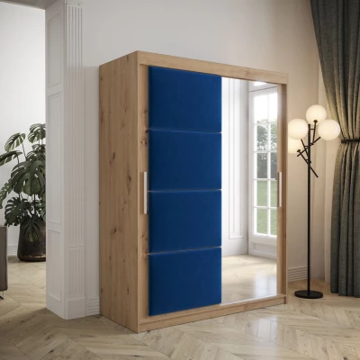 Kleiderschrank mit Schiebetüren 150 cm TALIA – Eiche artisan / blau