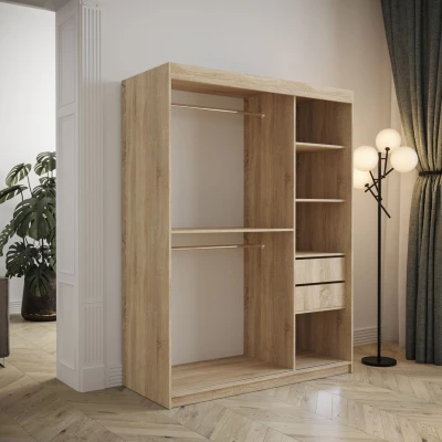 Kleiderschrank mit Schiebetüren 150 cm TALIA – Eiche artisan / türkis