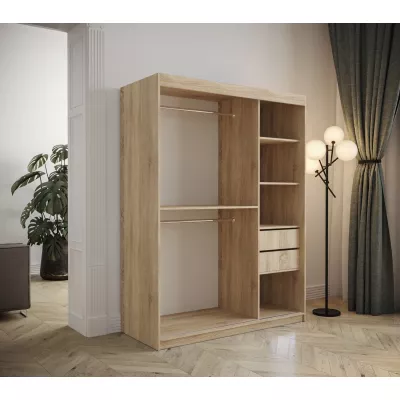 Kleiderschrank mit Schiebetüren 150 cm TALIA – Eiche artisan / grün