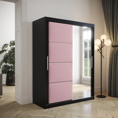 Kleiderschrank mit Schiebetüren 150 cm TALIA – schwarz / rosa