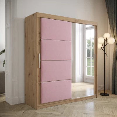 Kleiderschrank mit Schiebetüren 180 cm TALIA – Eiche artisan / rosa