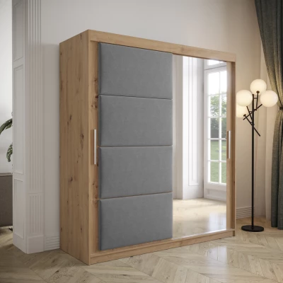 Kleiderschrank mit Schiebetüren 180 cm TALIA – Eiche artisan / grau