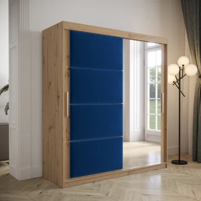 Kleiderschrank mit Schiebetüren 180 cm TALIA – Eiche artisan / blau