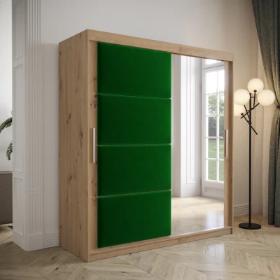 Kleiderschrank mit Schiebetüren 180 cm TALIA – Eiche artisan / grün