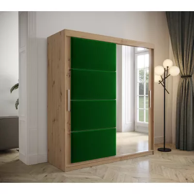 Kleiderschrank mit Schiebetüren 180 cm TALIA – Eiche artisan / grün