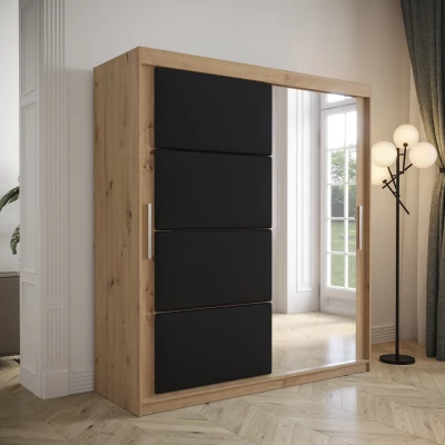 Kleiderschrank mit Schiebetüren 180 cm TALIA – Eiche artisan / schwarz