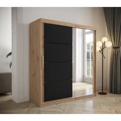 Kleiderschrank mit Schiebetüren 180 cm TALIA – Eiche artisan / schwarz