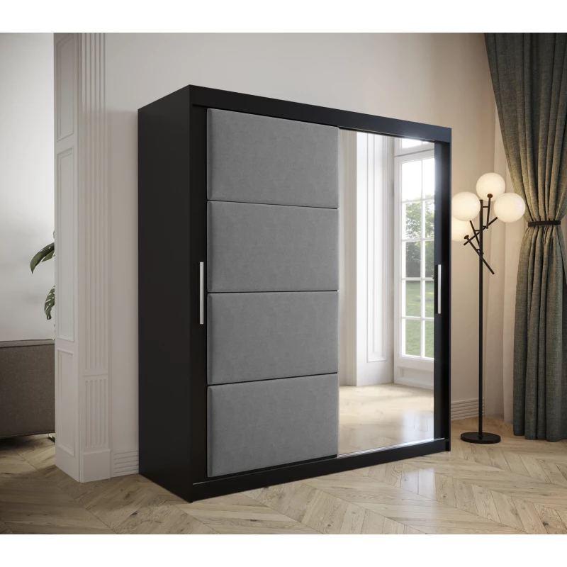 Kleiderschrank mit Schiebetüren 180 cm TALIA – schwarz / grau