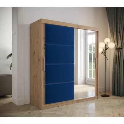 Kleiderschrank mit Schiebetüren 200 cm TALIA – Eiche artisan / blau