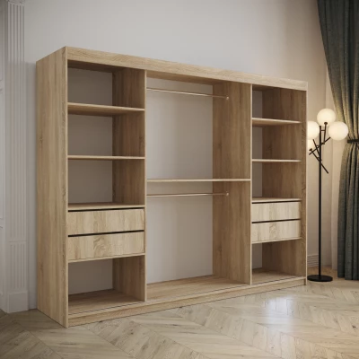 Kleiderschrank mit Schiebetüren 250 cm TALIA – Eiche artisan / rosa