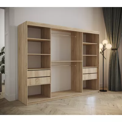 Kleiderschrank mit Schiebetüren 250 cm TALIA – Eiche artisan / rosa