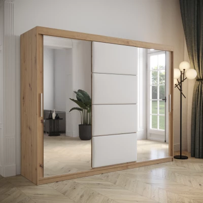 Kleiderschrank mit Schiebetüren 250 cm TALIA – Eiche artisan / weiß