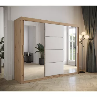 Kleiderschrank mit Schiebetüren 250 cm TALIA – Eiche artisan / weiß