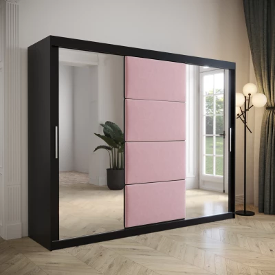 Kleiderschrank mit Schiebetüren 250 cm TALIA – schwarz / rosa