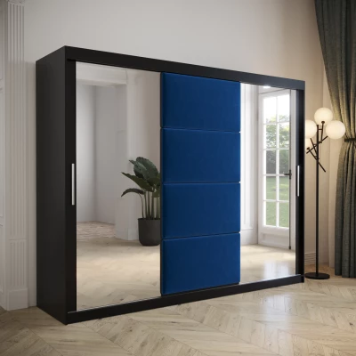 Kleiderschrank mit Schiebetüren 250 cm TALIA – schwarz / blau