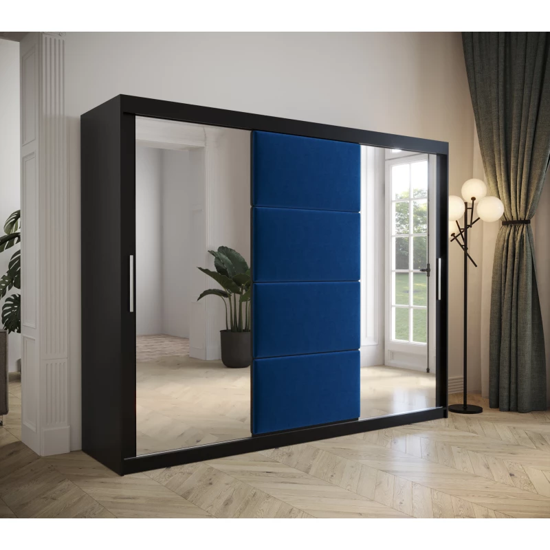 Kleiderschrank mit Schiebetüren 250 cm TALIA – schwarz / blau