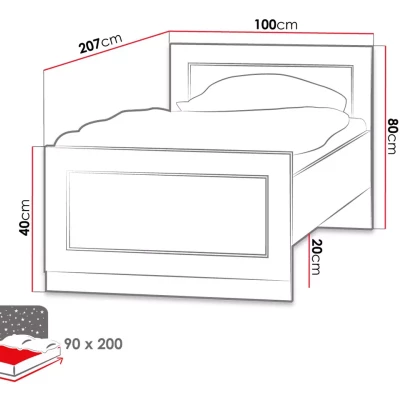 Einzelbett GIADA – 90 x 200, Eiche