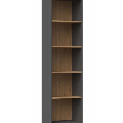 Schmales Bücherregal RAUNO – 50 cm, Eiche Artisan / anthrazit