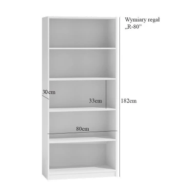 Schmales Bücherregal RAUNO – 80 cm, weiß