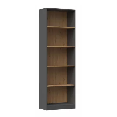 Schmales Bücherregal RAUNO – 60 cm, Eiche Artisan / anthrazit