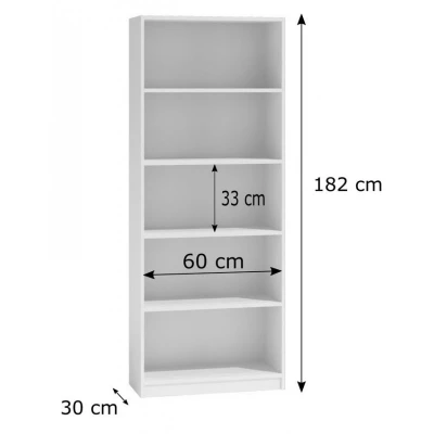 Schmales Bücherregal RAUNO – 60 cm, weiß