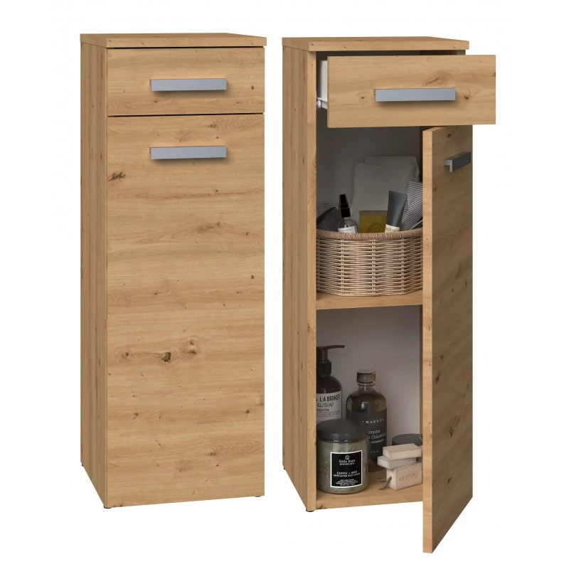 Niedriger Badezimmerschrank mit Schublade ATSO – Artisan-Eiche