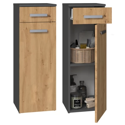 Niedriger Badezimmerschrank mit Schublade ATSO – Artisan-Eiche / Anthrazit