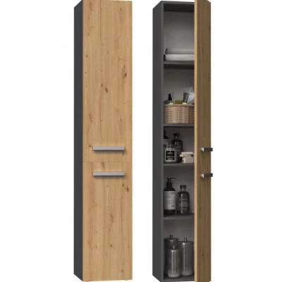 Hoher Badschrank ATSO – Eiche Artisan / anthrazit