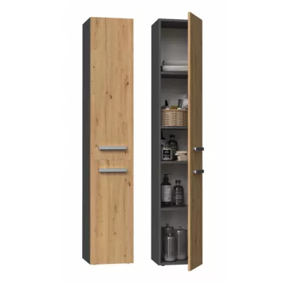 Hoher Badschrank ATSO – Eiche Artisan / anthrazit