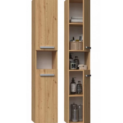 Hoher Badschrank mit Regalboden ATSO – Eiche Artisan