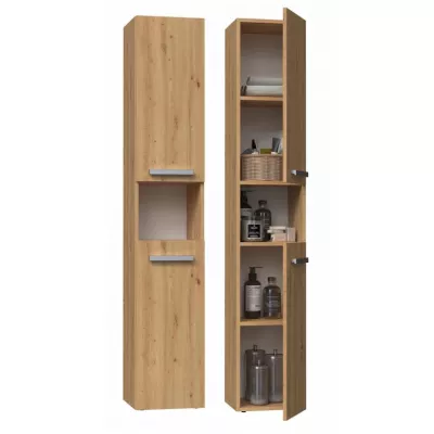 Hoher Badschrank mit Regalboden ATSO – Eiche Artisan