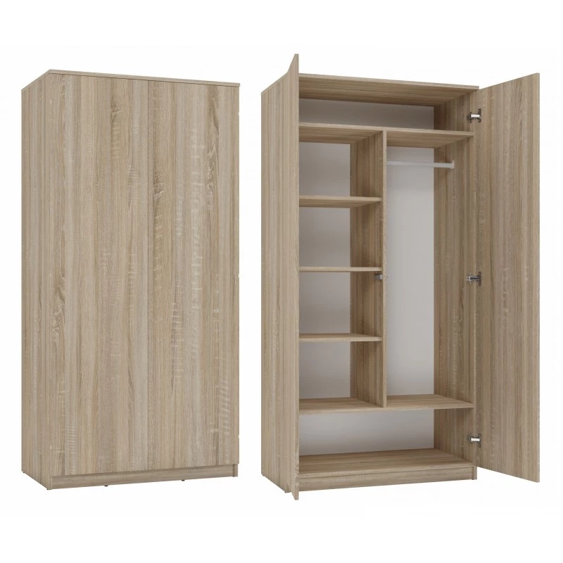 Zweitüriger Kleiderschrank 90 cm TAUNO – Sonoma-Eiche