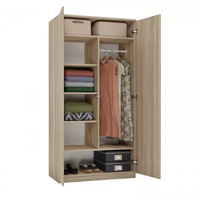 Zweitüriger Kleiderschrank 90 cm TAUNO – Sonoma-Eiche