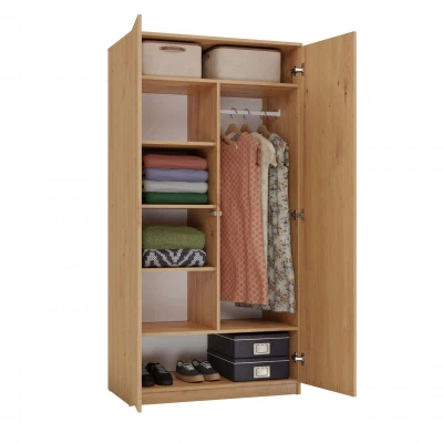 Zweitüriger Kleiderschrank 90 cm TAUNO – Artisan-Eiche