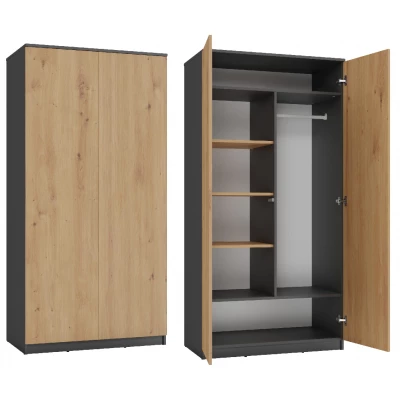 Zweitüriger Kleiderschrank 90 cm TAUNO – Artisan-Eiche / Anthrazit