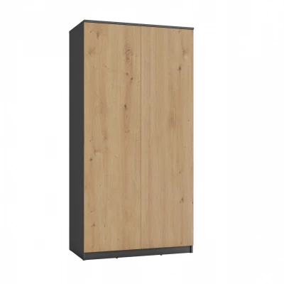 Zweitüriger Kleiderschrank 90 cm TAUNO – Artisan-Eiche / Anthrazit