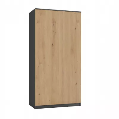 Zweitüriger Kleiderschrank 90 cm TAUNO – Artisan-Eiche / Anthrazit