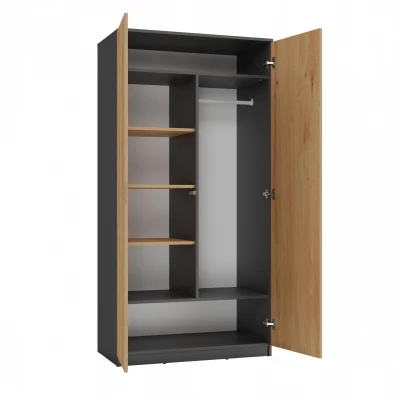 Zweitüriger Kleiderschrank 90 cm TAUNO – Artisan-Eiche / Anthrazit