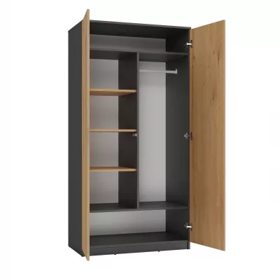 Zweitüriger Kleiderschrank 90 cm TAUNO – Artisan-Eiche / Anthrazit