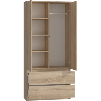 Kleiderschrank 90 cm mit Schubladen TAAVI – Eiche sonoma