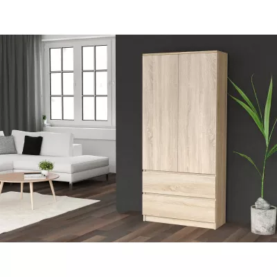 Kleiderschrank 90 cm mit Schubladen TAAVI – Eiche sonoma