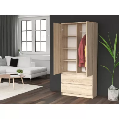 Kleiderschrank 90 cm mit Schubladen TAAVI – Eiche sonoma