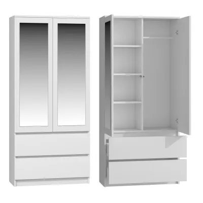 Kleiderschrank 90 cm mit Spiegel TAAVI – weiß