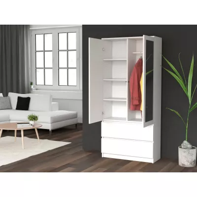 Kleiderschrank 90 cm mit Spiegel TAAVI – weiß