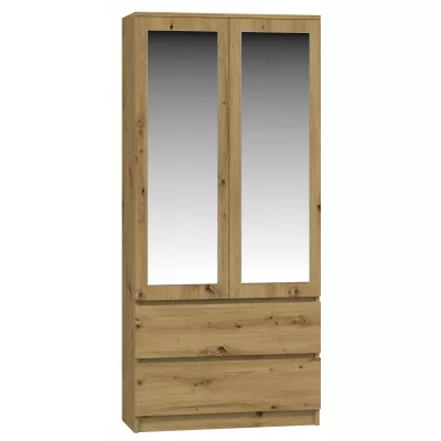 Kleiderschrank 90 cm mit Spiegel TAAVI – Eiche artisan